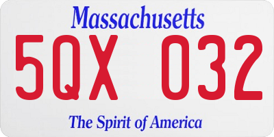 MA license plate 5QX032