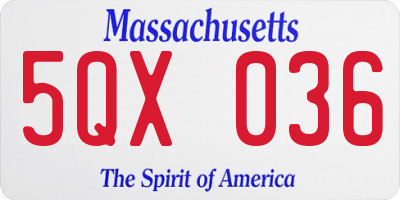 MA license plate 5QX036