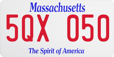 MA license plate 5QX050