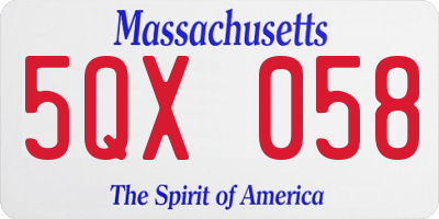 MA license plate 5QX058