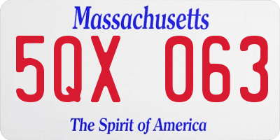 MA license plate 5QX063