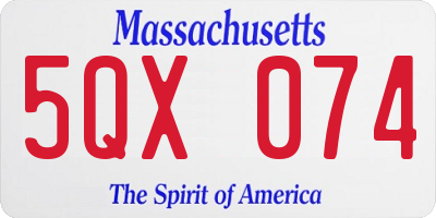 MA license plate 5QX074