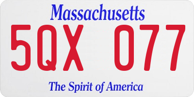 MA license plate 5QX077