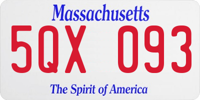 MA license plate 5QX093