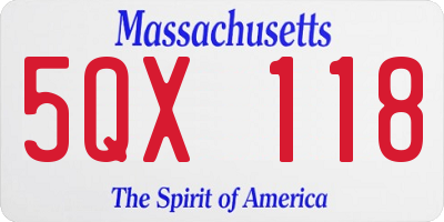 MA license plate 5QX118