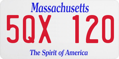 MA license plate 5QX120