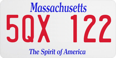 MA license plate 5QX122
