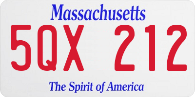 MA license plate 5QX212