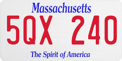 MA license plate 5QX240