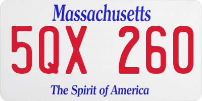 MA license plate 5QX260