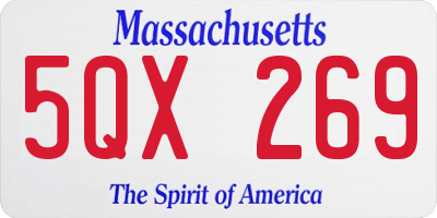 MA license plate 5QX269