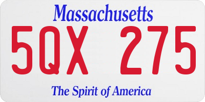 MA license plate 5QX275