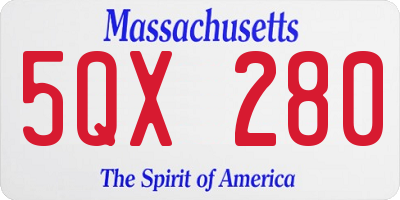 MA license plate 5QX280