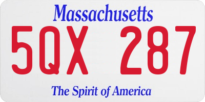 MA license plate 5QX287