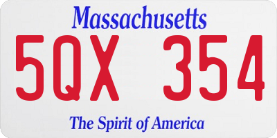 MA license plate 5QX354