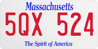 MA license plate 5QX524