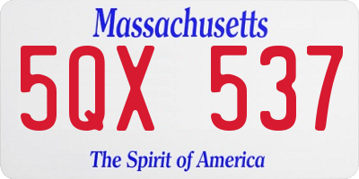 MA license plate 5QX537