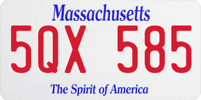 MA license plate 5QX585