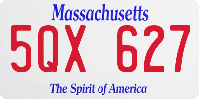 MA license plate 5QX627