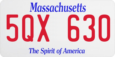 MA license plate 5QX630