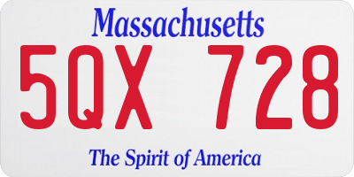 MA license plate 5QX728