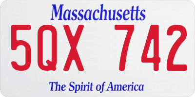 MA license plate 5QX742