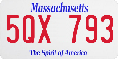 MA license plate 5QX793