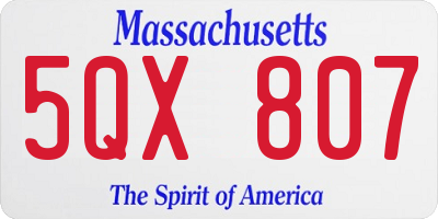 MA license plate 5QX807