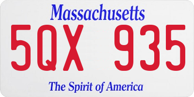 MA license plate 5QX935