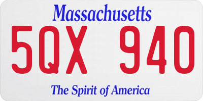 MA license plate 5QX940