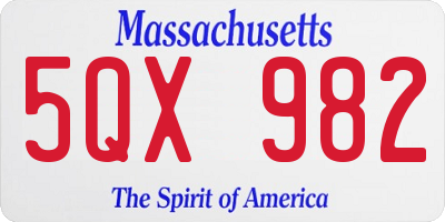 MA license plate 5QX982