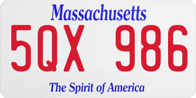 MA license plate 5QX986