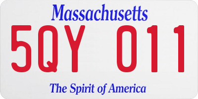 MA license plate 5QY011