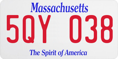 MA license plate 5QY038