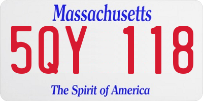 MA license plate 5QY118