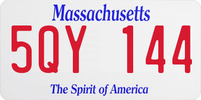 MA license plate 5QY144