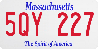 MA license plate 5QY227