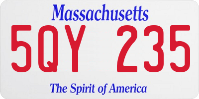MA license plate 5QY235