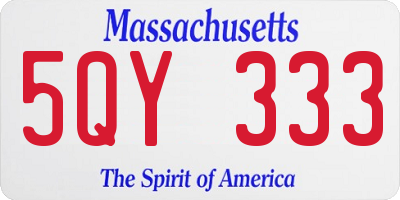 MA license plate 5QY333
