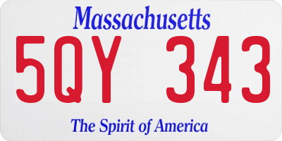 MA license plate 5QY343