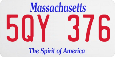 MA license plate 5QY376