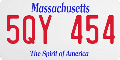 MA license plate 5QY454