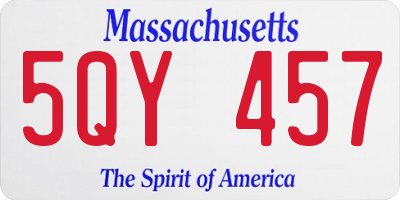 MA license plate 5QY457