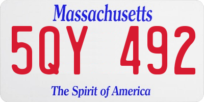 MA license plate 5QY492