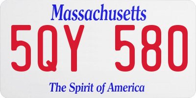 MA license plate 5QY580