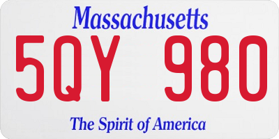 MA license plate 5QY980