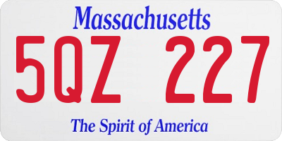 MA license plate 5QZ227