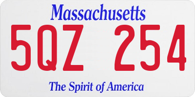 MA license plate 5QZ254