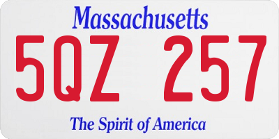 MA license plate 5QZ257