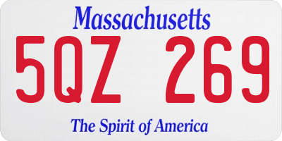MA license plate 5QZ269